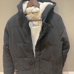 Abercrombie Kids Black Jacket with Sherpa White Lining